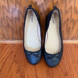 Cat & Jack Black Ballet-Style Flats with Bow Accent